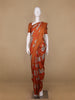 Orange Floral Designed Semi Silk Saree - Diadem