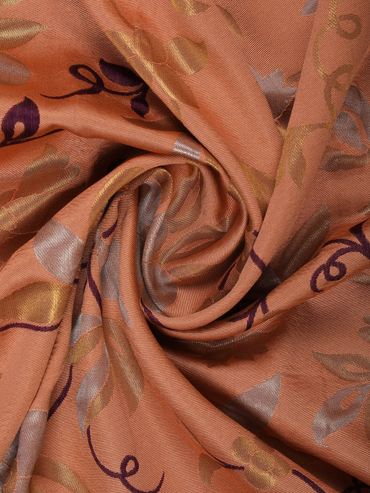 Orange Floral Designed Soft Silk Saree - Diadem