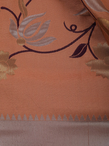 Orange Floral Designed Soft Silk Saree - Diadem