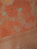 Orange Floral Design Zari Work Tissue Silk Saree - Diadem
