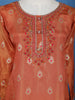 Orange Floral Designed Banarasi silk Salwar Suit - Diadem