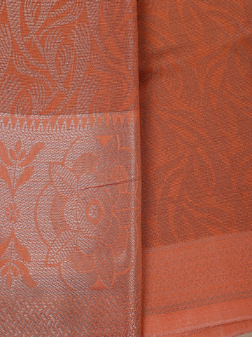 Orange Floral Designed Fancy Art Silk Saree - Diadem