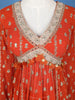 Orange Floral Designed Georgette Sharara Salwar Suit - Diadem