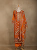 Orange Floral Designed Semi Silk Salwar Suit - Diadem