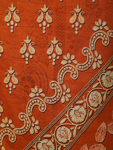 Orange Floral Designed Semi Silk Salwar Suit - Diadem