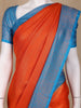 Orange Floral Designed Semi Silk Saree - Diadem