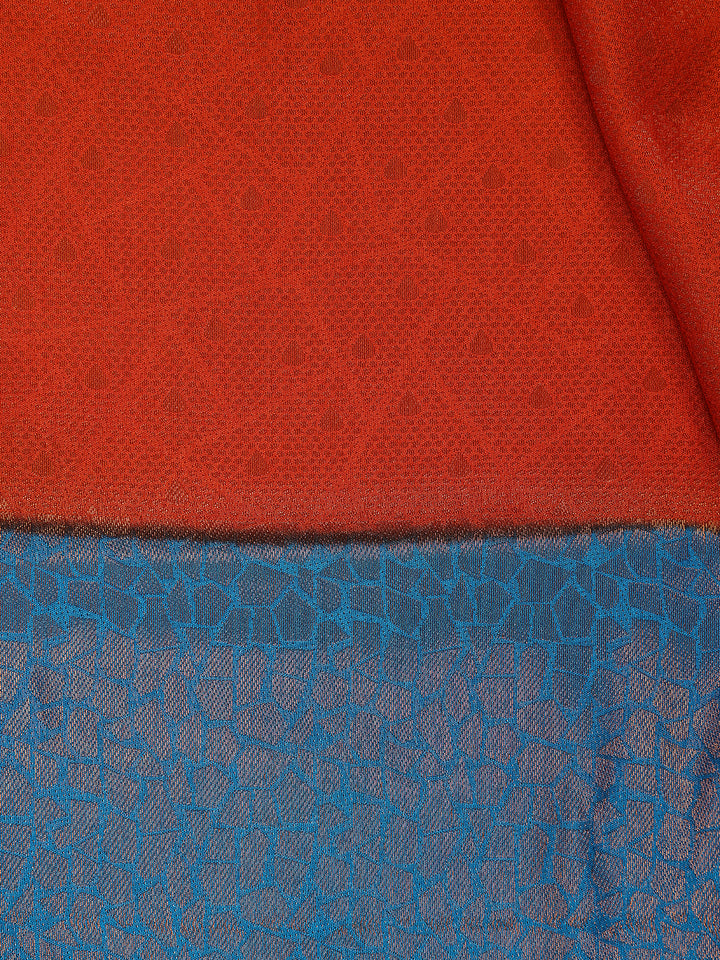Orange Floral Designed Semi Silk Saree - Diadem