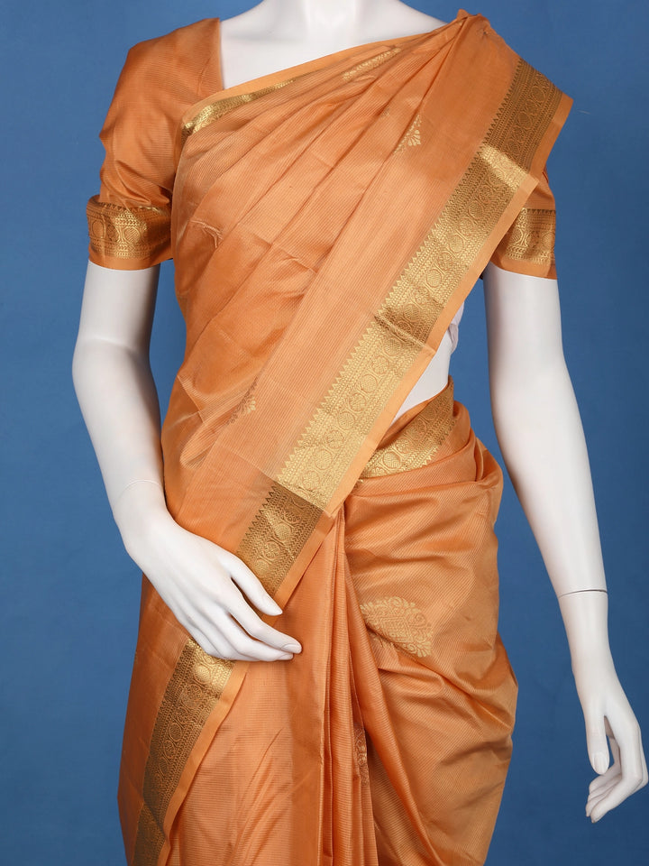 Orange Floral Designed Silk Saree - Diadem