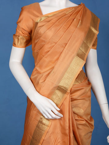 Orange Floral Designed Silk Saree - Diadem