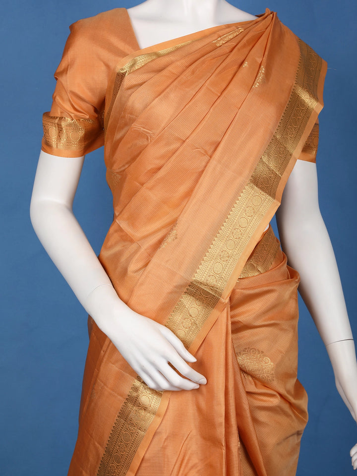 Orange Floral Designed Silk Saree - Diadem