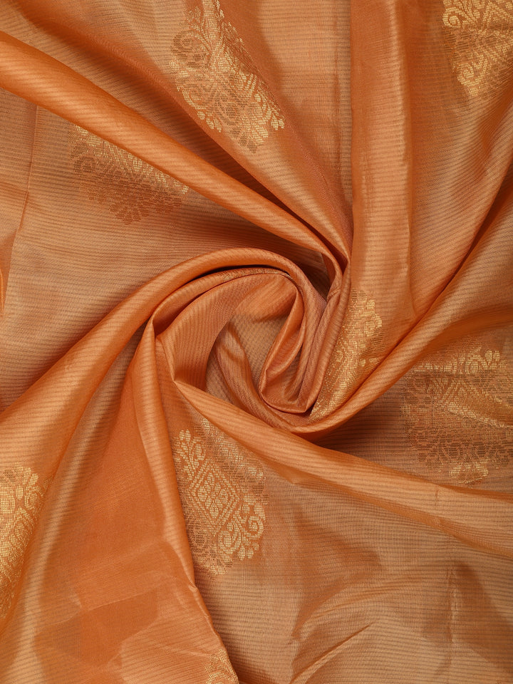 Orange Floral Designed Silk Saree - Diadem