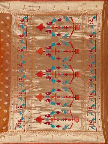 Orange Floral Designed Soft Silk Saree - Diadem