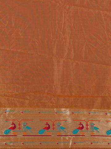 Orange Floral Designed Soft Silk Saree - Diadem