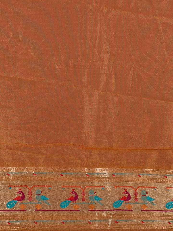 Orange Floral Designed Soft Silk Saree - Diadem