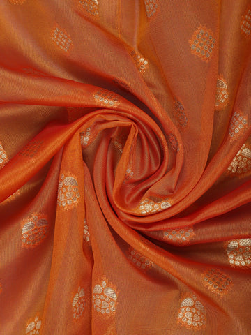 Orange Floral Designed Soft Silk Saree - Diadem