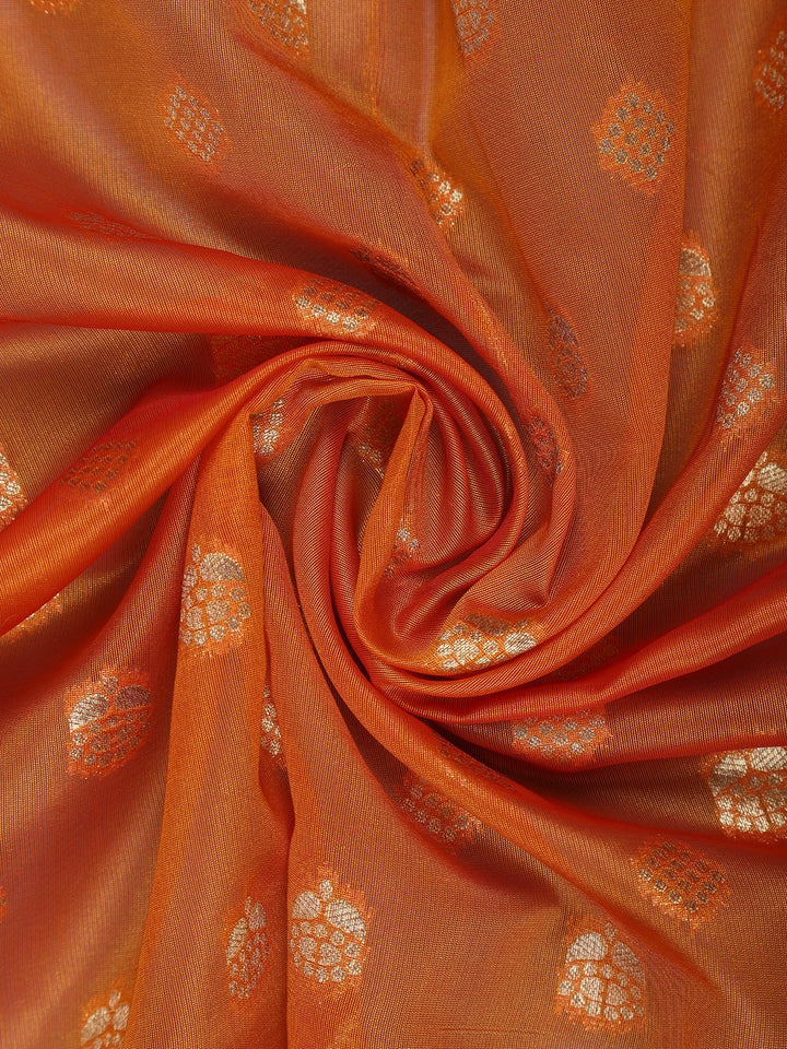 Orange Floral Designed Soft Silk Saree - Diadem