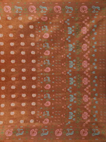 Orange Floral Designed Soft Silk Saree - Diadem