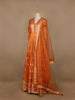 Orange Floral Designed Tissue Silk Gown
