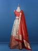 Orange Floral Embroidered Banarasi Silk Lehenga for Bridesmaid
