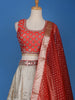 Orange Floral Embroidered Banarasi Silk Lehenga for Bridesmaid