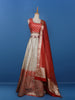 Orange Floral Embroidered Banarasi Silk Lehenga for Bridesmaid