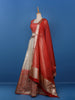 Orange Floral Embroidered Banarasi Silk Lehenga for Bridesmaid