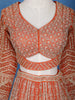 Orange Floral Embroidery Bridal Net Lehenga Set - Diadem