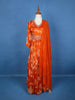 Orange Floral Embroidery Crepe Gown - Diadem
