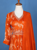 Orange Floral Embroidery Crepe Gown - Diadem