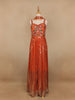Orange Floral Mirror Embroidery Georgette Jumpsuit