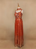Orange Floral Mirror Embroidery Georgette Jumpsuit