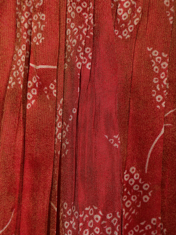 Orange Floral Motif Bead And Printed Georgette Gown - Diadem
