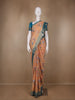 Orange Floral Printed Chiffon Saree - Diadem