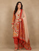Orange Floral Printed Cotton Salwar Suit
