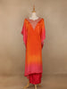 Orange Floral Printed Crepe Kaftan Salwar Suit
