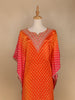Orange Floral Printed Crepe Kaftan Salwar Suit