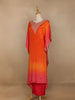 Orange Floral Printed Crepe Kaftan Salwar Suit