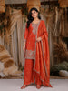 Orange Floral Sequins Embroidered Tissue Organza Salwar Suit