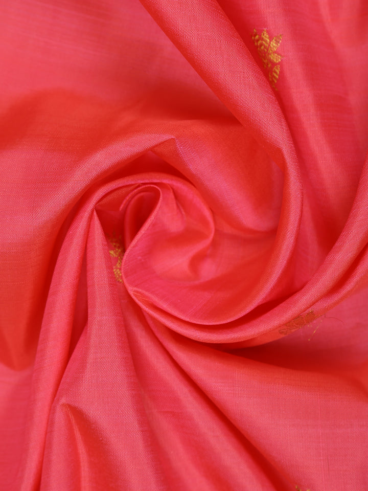 Orange Floral Weave Pure Kanchipuram Silk Saree - Diadem