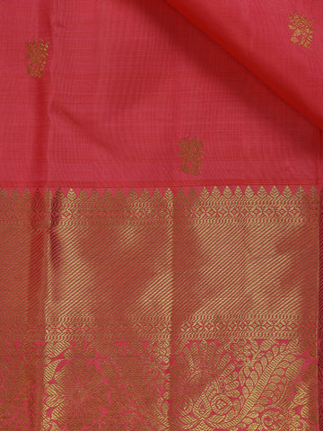 Orange Floral Weave Pure Kanchipuram Silk Saree - Diadem