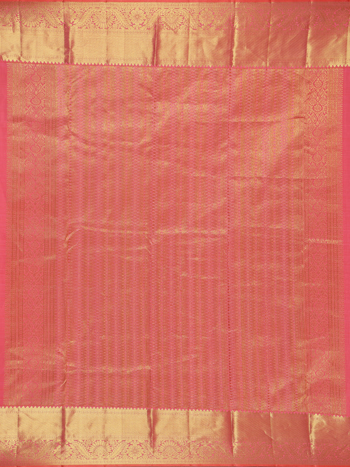 Orange Floral Weave Pure Kanchipuram Silk Saree - Diadem