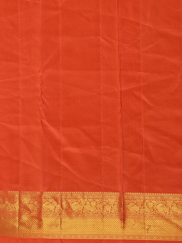 Orange Floral Woven Pure Kanchipuram Silk Saree - Diadem