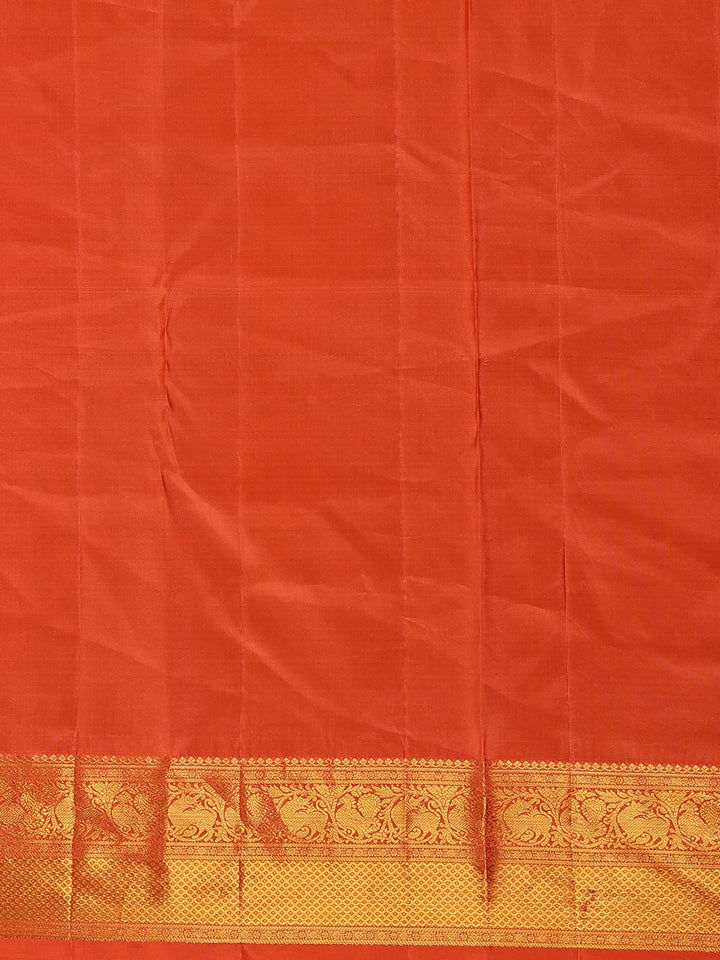 Orange Floral Woven Pure Kanchipuram Silk Saree - Diadem