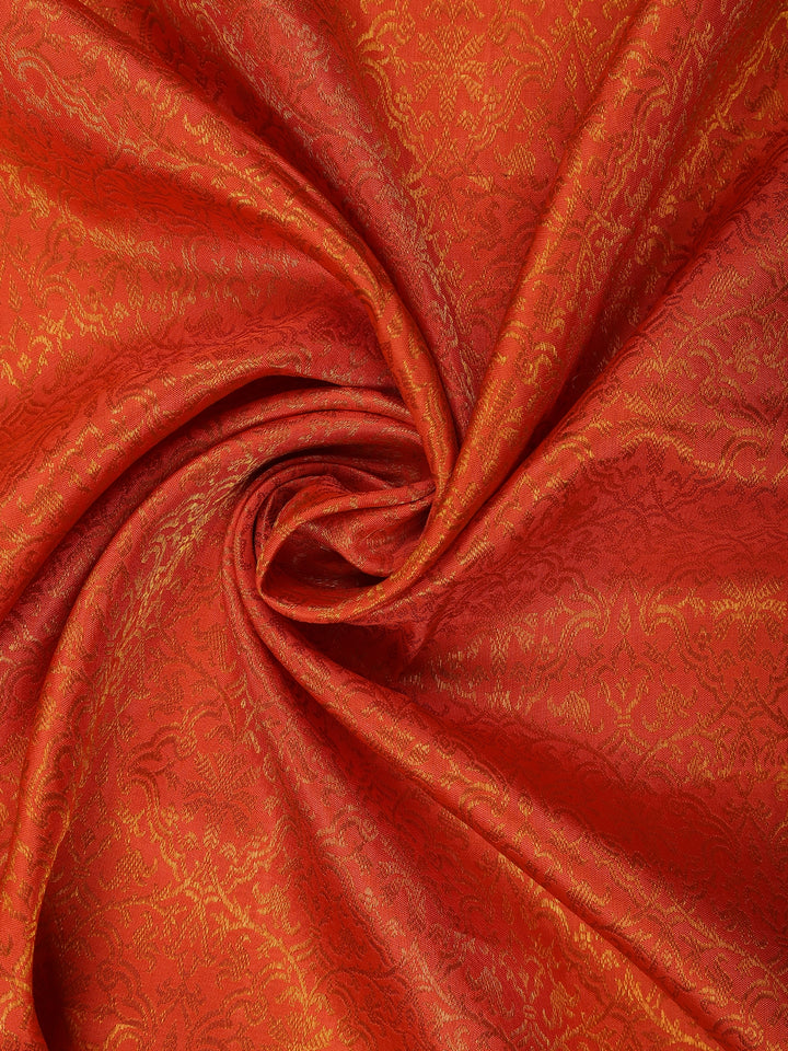Orange Floral Woven Pure Kanchipuram Silk Saree - Diadem