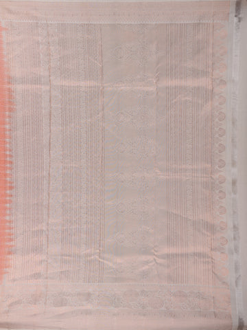 Orange Floral Woven Pure Kanchipuram Silk Saree - Diadem