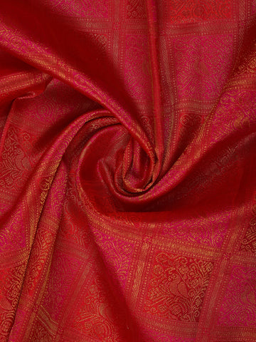 Orange Floral Woven Pure Kanchipuram Silk Saree - Diadem