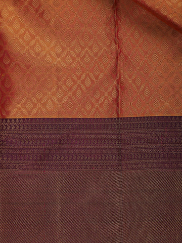 Orange Floral Woven Pure Kanchipuram Silk Saree - Diadem