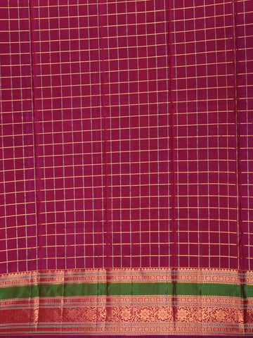 Orange Floral and Checks Woven Pure Kanchipuram Silk Saree - Diadem