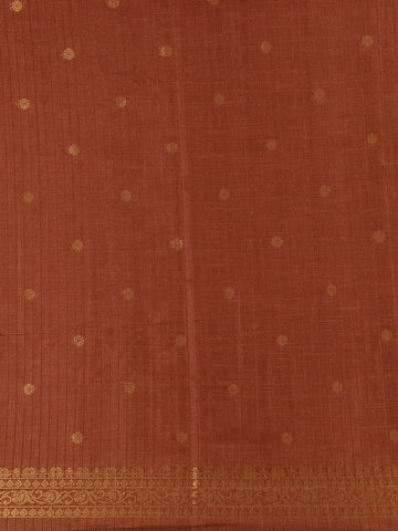 Orange Floral and Stripes Designed Semi Tussar Saree - Diadem