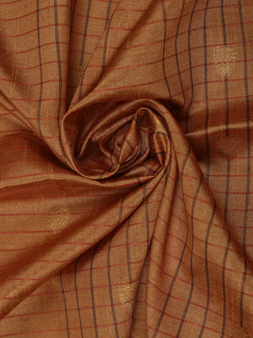 Orange Floral and Stripes Designed Semi Tussar Saree - Diadem